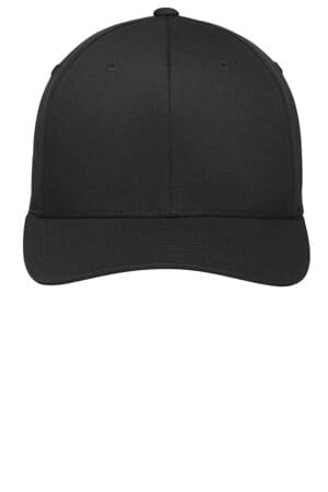 BLACK C813 port authority flexfit cotton twill cap