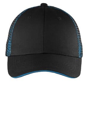 BLACK/ SHOCK BLUE BLACK/ SHOCK BLUE C818 port authority double mesh snapback sandwich bill cap