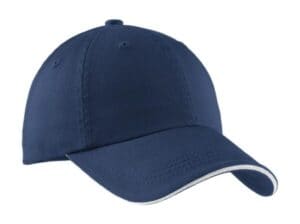 ENSIGN BLUE/ WHITE C830 port authority sandwich bill cap with striped closure