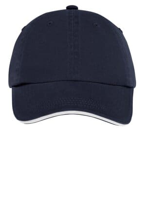 CLASSIC NAVY/ WHITE C830 port authority sandwich bill cap with striped closure