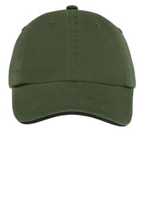OLIVE/ BLACK C830 port authority sandwich bill cap with striped closure