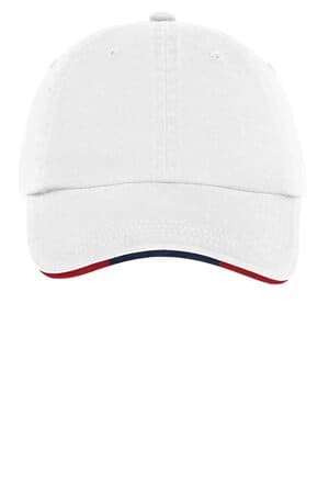 WHITE/ CLASSIC NAVY/ RED C830 port authority sandwich bill cap with striped closure