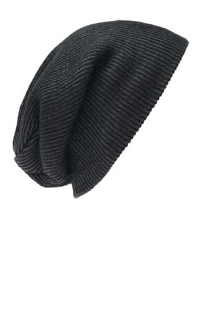 BLACK/ IRON GREY C935 port authority rib knit slouch beanie