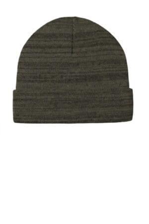 OLIVE GREEN HEATHER C939 port authority knit cuff beanie