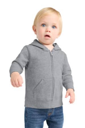 ATHLETIC HEATHER ATHLETIC HEATHER CAR78IZH port & co infant core fleece full-zip hooded sweatshirt