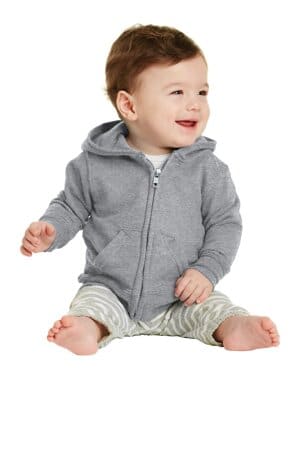 ATHLETIC HEATHER CAR78IZH port & company infant core fleece full-zip hooded sweatshirt