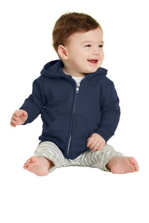 NAVY CAR78IZH port & company infant core fleece full-zip hooded sweatshirt