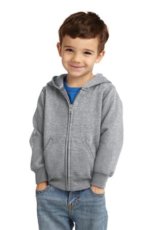 ATHLETIC HEATHER CAR78TZH port & company toddler core fleece full-zip hooded sweatshirt