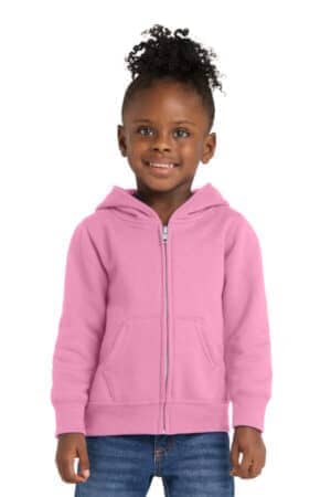 CANDY PINK CANDY PINK CAR78TZH port & co toddler core fleece full-zip hooded sweatshirt
