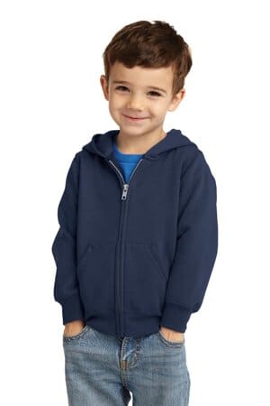 CAR78TZH port & company toddler core fleece full-zip hooded sweatshirt
