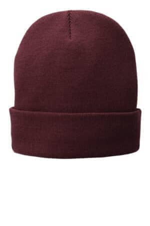 MAROON MAROON CP90L port authority fleece-lined knit cap