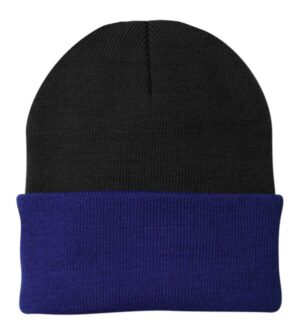 BLACK/ ATHLETIC ROYAL CP90 port & company knit cap