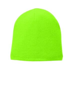 NEON GREEN CP91L port & company fleece-lined beanie cap