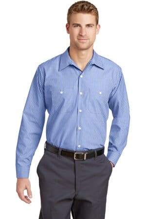 BLUE/ WHITE CS10LONG red kap long size long sleeve striped industrial work shirt
