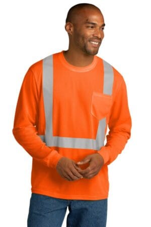 SAFETY ORANGE CS201 cornerstone ansi 107 class 2 mesh long sleeve tee