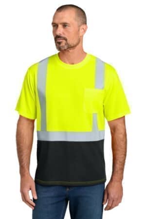 SAFETY YELLOW/ BLACK CS205 cornerstone ansi 107 class 2 short sleeve mesh blocked tee