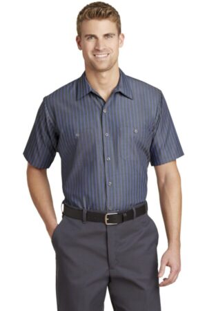 GREY/ BLUE CS20LONG red kap long size short sleeve striped industrial work shirt