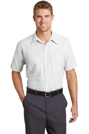 GREY/ WHITE CS20LONG red kap long size short sleeve striped industrial work shirt