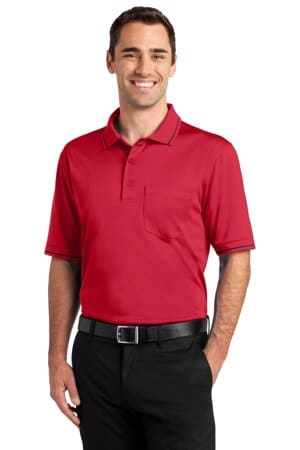 RED/ BLACK CS415 cornerstone select snag-proof tipped pocket polo