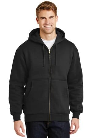 BLACK CS620 cornerstone-heavyweight full-zip hooded sweatshirt with thermal lining