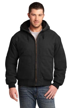 BLACK CSJ41 cornerstone washed duck cloth insulated hooded work jacket