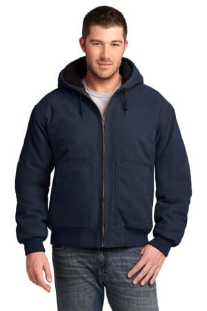 NAVY CSJ41 cornerstone washed duck cloth insulated hooded work jacket