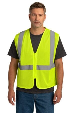 SAFETY YELLOW CSV101 cornerstone ansi 107 class 2 economy mesh zippered vest