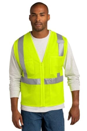 SAFETY YELLOW CSV102 cornerstone ansi 107 class 2 mesh zippered vest