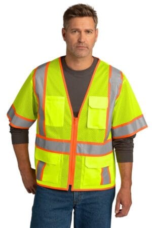 CSV106 cornerstone ansi 107 class 3 surveyor mesh zippered two-tone short sleeve vest