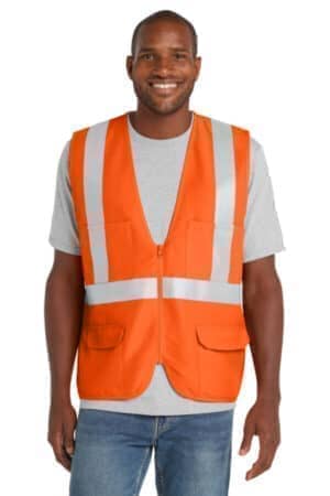 SAFETY ORANGE CSV405 cornerstone-ansi 107 class 2 mesh back safety vest