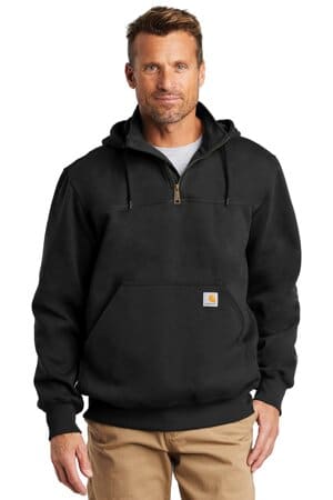 BLACK CT100617 carhartt rain defender paxton heavyweight hooded zip mock sweatshirt