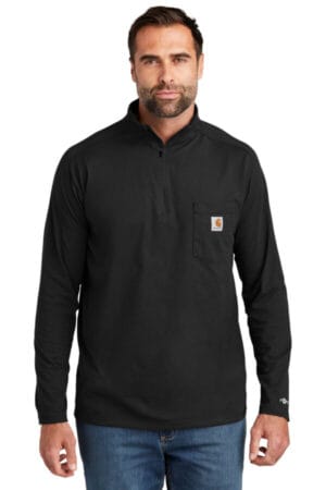 BLACK CT104255 carhartt force 1/4-zip long sleeve t-shirt