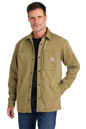 DARK KHAKI CT105532 carhartt rugged flex fleece-lined shirt jac