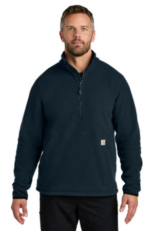 NAVY CT106417 carhartt textured 1/2-zip fleece jacket