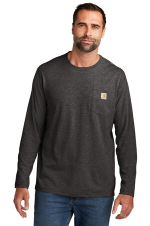 CARBON HEATHER CT106656 carhartt force long sleeve pocket t-shirt