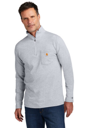 HEATHER GREY CT106660 carhartt force 1/4-zip long sleeve t-shirt