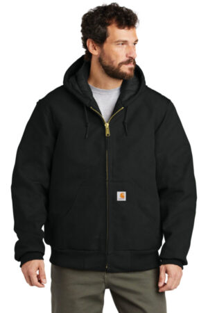 BLACK CT106677 carhartt quilted-flanne-lined duck active jac