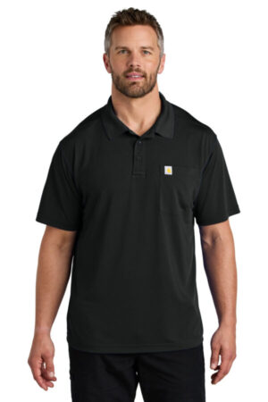 BLACK CT106880 carhartt force snag-resistant pocket polo