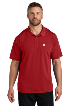 CRIMSON RED CT106880 carhartt force snag-resistant pocket polo