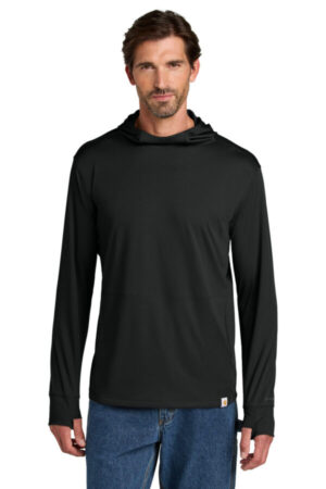 BLACK CT106923 carhartt force sun defender long sleeve hooded t-shirt