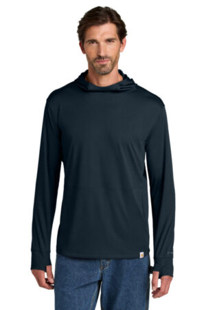 NAVY CT106923 carhartt force sun defender long sleeve hooded t-shirt