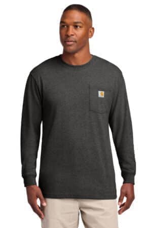 CARBON HEATHER CTK126 carhartt workwear pocket long sleeve t-shirt