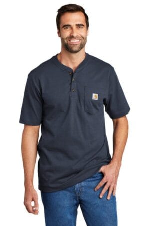 NAVY CTK84 carhartt short sleeve henley t-shirt