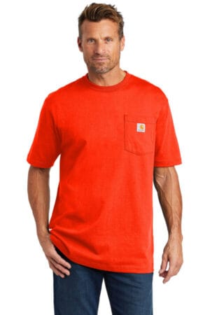 BRITE ORANGE CTK87 carhartt workwear pocket short sleeve t-shirt