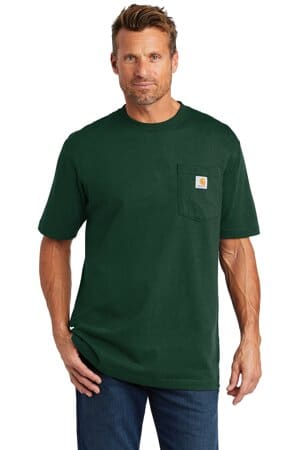 HUNTER GREEN CTK87 carhartt workwear pocket short sleeve t-shirt