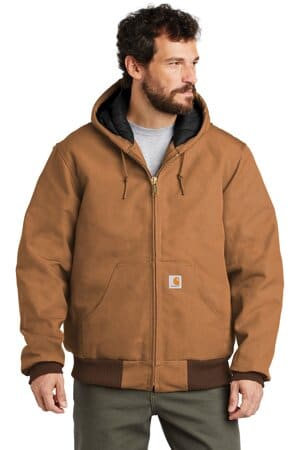 CARHARTT BROWN CTSJ140 carhartt quilted-flannel-lined duck active jac