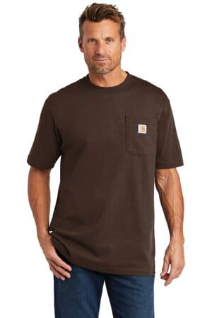 DARK BROWN CTTK87 carhartt tall workwear pocket short sleeve t-shirt
