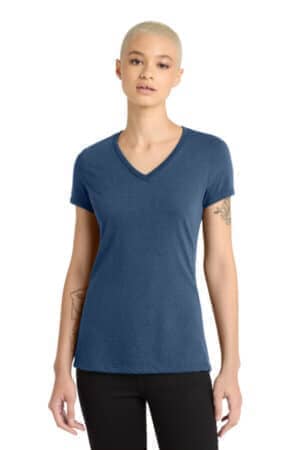 DEEP ROYAL FLECK DM1190L district women's perfect blend cvc v-neck tee