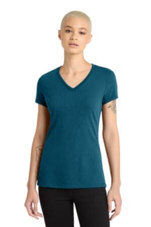 DEEP TURQUOISE FLECK DEEP TURQUOISE FLECK DM1190L district women's perfect blend cvc v-neck tee