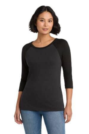 BLACK/ BLACK FROST DM136L district women's perfect tri 3/4-sleeve raglan